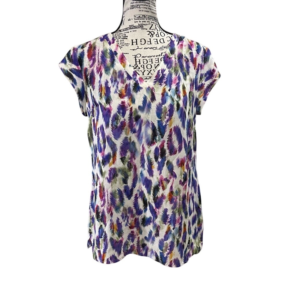 CAbi Colorful Feather‎ Pattern Blouse